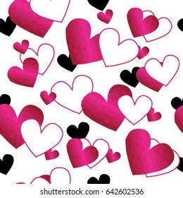 Hearts on white background. Seamless pattern. Vector illustration.