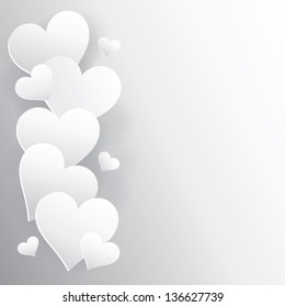 hearts on white paper with shadow