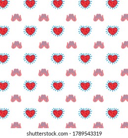 Hearts and open hands background design of love passion and romantic theme Vector illustration