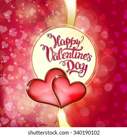 Hearts and original hand lettering Happy Valentine's day. Vector illustration for Valentine's day posters, icons, Valentine's day greeting cards, Valentine's day print and web projects.