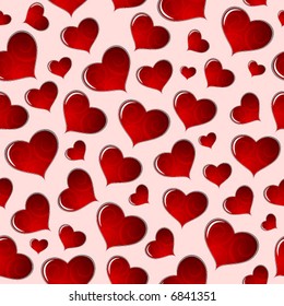 hearts with ornament - seamless vector wallpaper