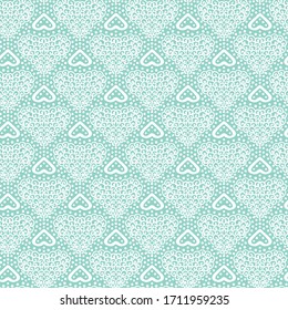 Hearts ornamental seamless vector pattern in light colors. Love themed vintage surface print design. For backgrounds, fabrics,stationery, and packaging.