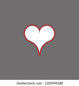 Hearts outline shape single icon. Hearts suit deck of playing cards used for ace. Single icon illustration isolated on gray. Drawing pic for tattoo.
