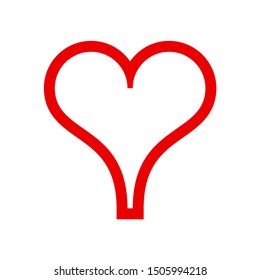 Hearts outline shape single icon. Hearts suit deck of playing cards used for ace in Las Vegas royal casino. Single icon illustration isolated on white. Drawing pic for tattoo.