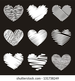 hearts over black background. vector illustration
