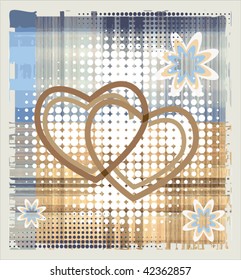 hearts over halftone background