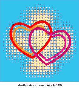 hearts over halftone background