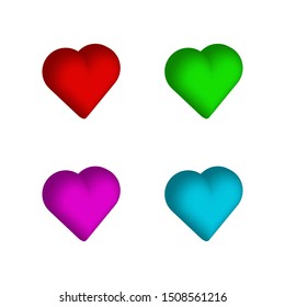 Hearts Pack Set Different Colors Love Red Blue Green Pink