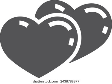 Hearts pair black icon. Love romantic symbol