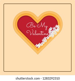 Hearts, papercut style with tiny white flowers. Happy Valentine's Day, Love, Romance concept. Vector illustration design, EPS10.