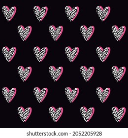Hearts pattern with animal print and background fabric design