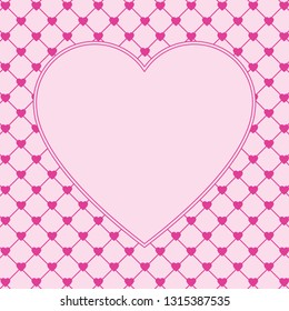 Hearts pattern background with blank space in the shape of heart for text. Valentine's day and Mother's day greeting card - pink, red colors. Banner or invitation