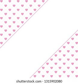 Hearts pattern background with frame for text. Valentine's day and Mother's day greeting card with border - pink, red colors. Banner, invitation or label