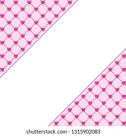 Hearts pattern background with frame for text. Valentine's day and Mother's day greeting card with border - pink, red colors. Banner, invitation or label