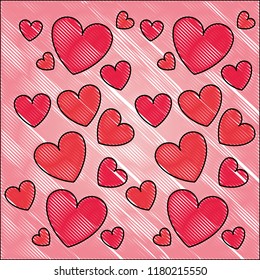 Hearts pattern background scribble