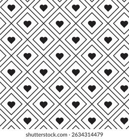 Hearts pattern black and white checkered