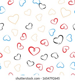 Hearts pattern with flat  icon red,black,blue colors  isolated on a white  background.Symbol 
of relationships, feelings, souls,icon love, sign emotion.Valentine day,marriage,anniverary day sign.