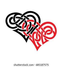 hearts pattern knots, celtic style, vintage heart to heart -  sign health, romance on white background, vintage label