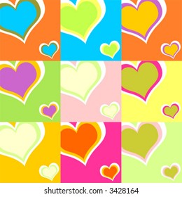 Hearts pattern with lots of different colors