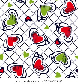 Hearts Pattern on cross lace background for fashion print,textile pattern