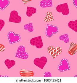 Hearts. Pattern on pink background Love, Valentine's Day