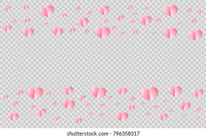 Hearts pattern on transparent background. Valentine's day vector illustration.