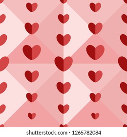 Hearts pattern on volumetric pink background