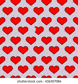 hearts pattern with one broken, nip heart. vector illustration