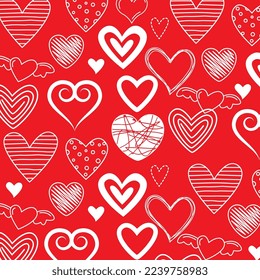 hearts pattern over red background . vector illustration