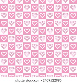 Hearts pattern seamless pink and white background. For valentines day background, wallpaper, texture, book cover, cloth and textile. 