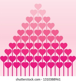 Hearts pattern, symbol background. Valentine's day and Mother's day card print banner, pink, red colors. Love wallpaper Illustration. Wedding card
