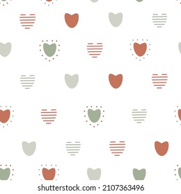 Hearts pattern in three natural colors ideal for wrapping paper, textile or fabric design, suitable for Valentine day as well.