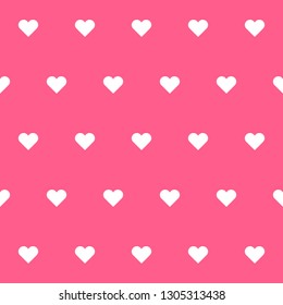 Hearts pattern. Valentine day background. White hearts on pink background. Seamless texture. Vector illustration