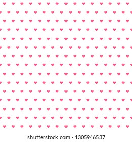 Hearts pattern. Valentine day background. Pink hearts on white background. Seamless texture. Vector illustration