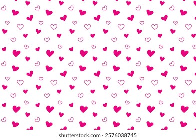 Hearts pattern. Valentine's day background of hearts, hand drawn