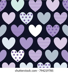 Hearts pattern. Valentines Day seamless background. Beautiful detailed textures for textiles, wrapping paper, covers, etc.