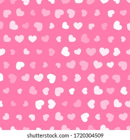 Hearts pattern. White hearts on pink background. Simple ornament. Vector illustration.