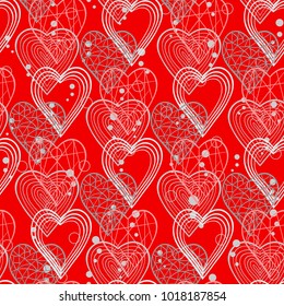 Hearts patternon in dooodle style hand draw seamless design