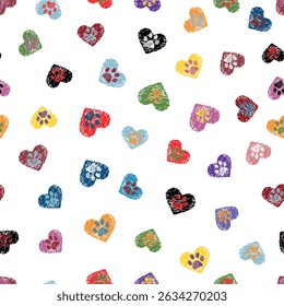 Corazones con estampados de patas sin patrón