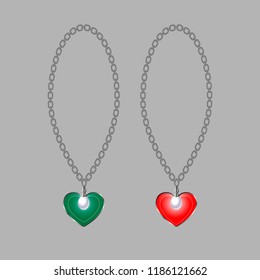 Hearts with a pearl on a chain
