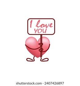 Hearts people with the inscription I love you.Vector illustration.