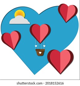 hearts peper art on backgroud for valentine's day