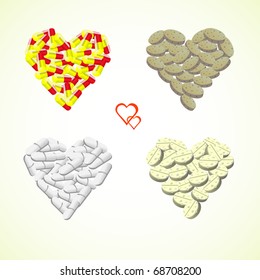 hearts from pills and drops illustration