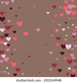 Hearts are pink and red on a brown background. A gentle background. Love, mother's day, holiday, wallpaper, cover.