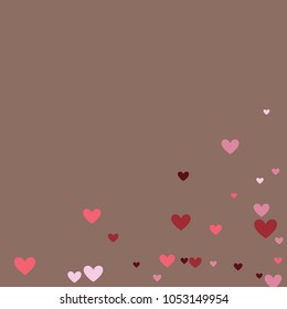 Hearts are pink and red on a brown background. A gentle background. Love, mother's day, holiday, wallpaper, cover.