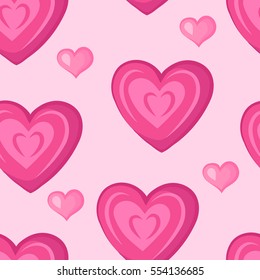 Hearts. Pink seamless pattern for Valentine's day. Vector illustration.