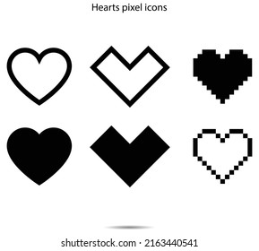 Hearts pixel icons vector illustration graphic on background