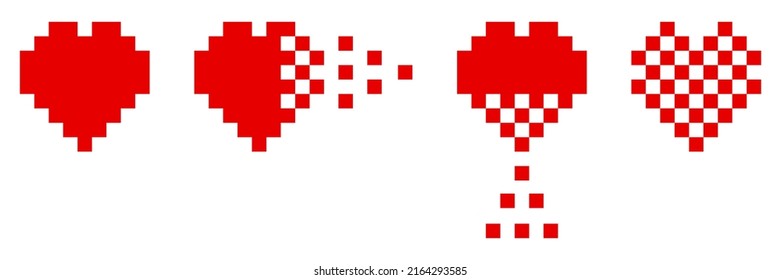 hearts of pixel. Love symbol. Pop art dot. Vector illustration. Stock image.