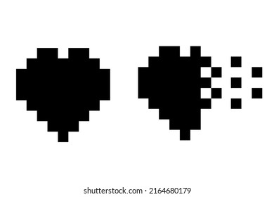 hearts of pixel. Love symbol. Pop art dot. Vector illustration. Stock image. 