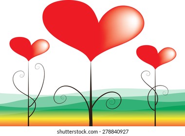 hearts with plant